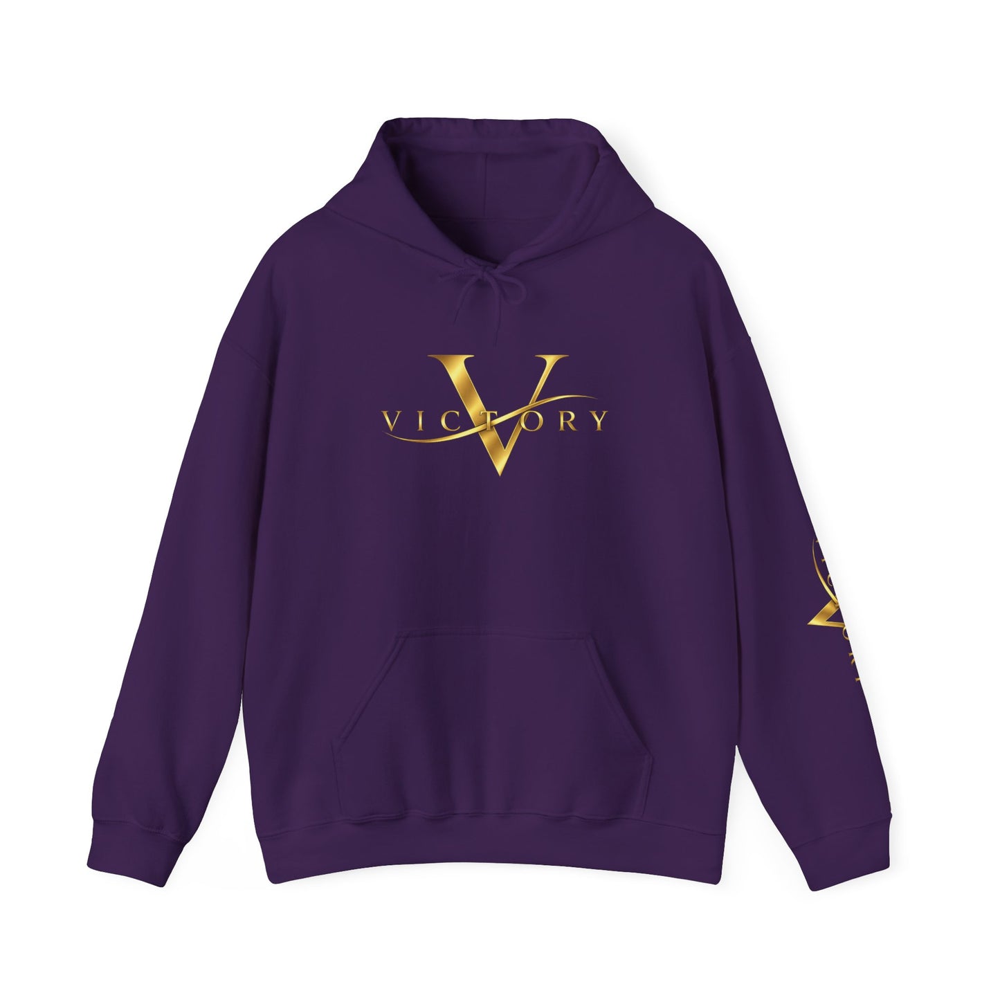 Victory gold V logo Hoodie | White pullover sweatshirt