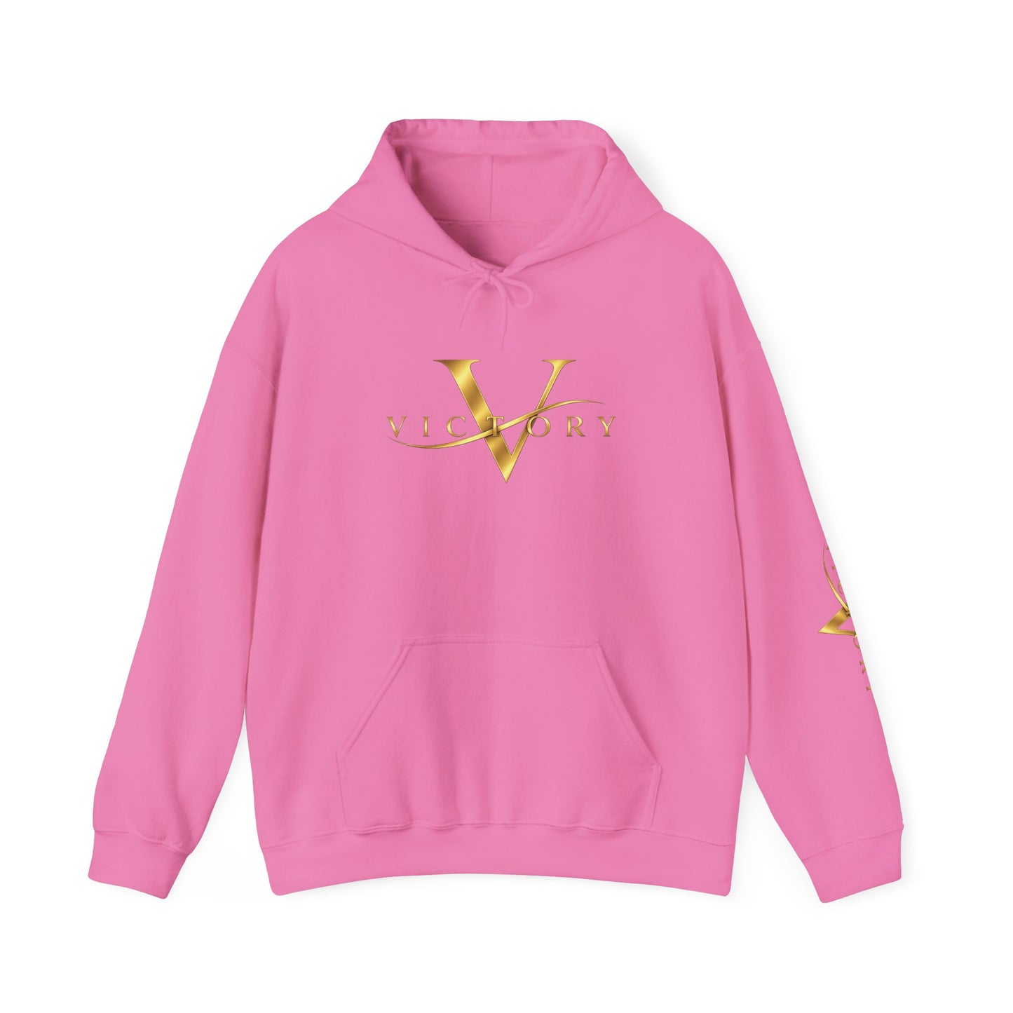 Victory gold V logo Hoodie | White pullover sweatshirt