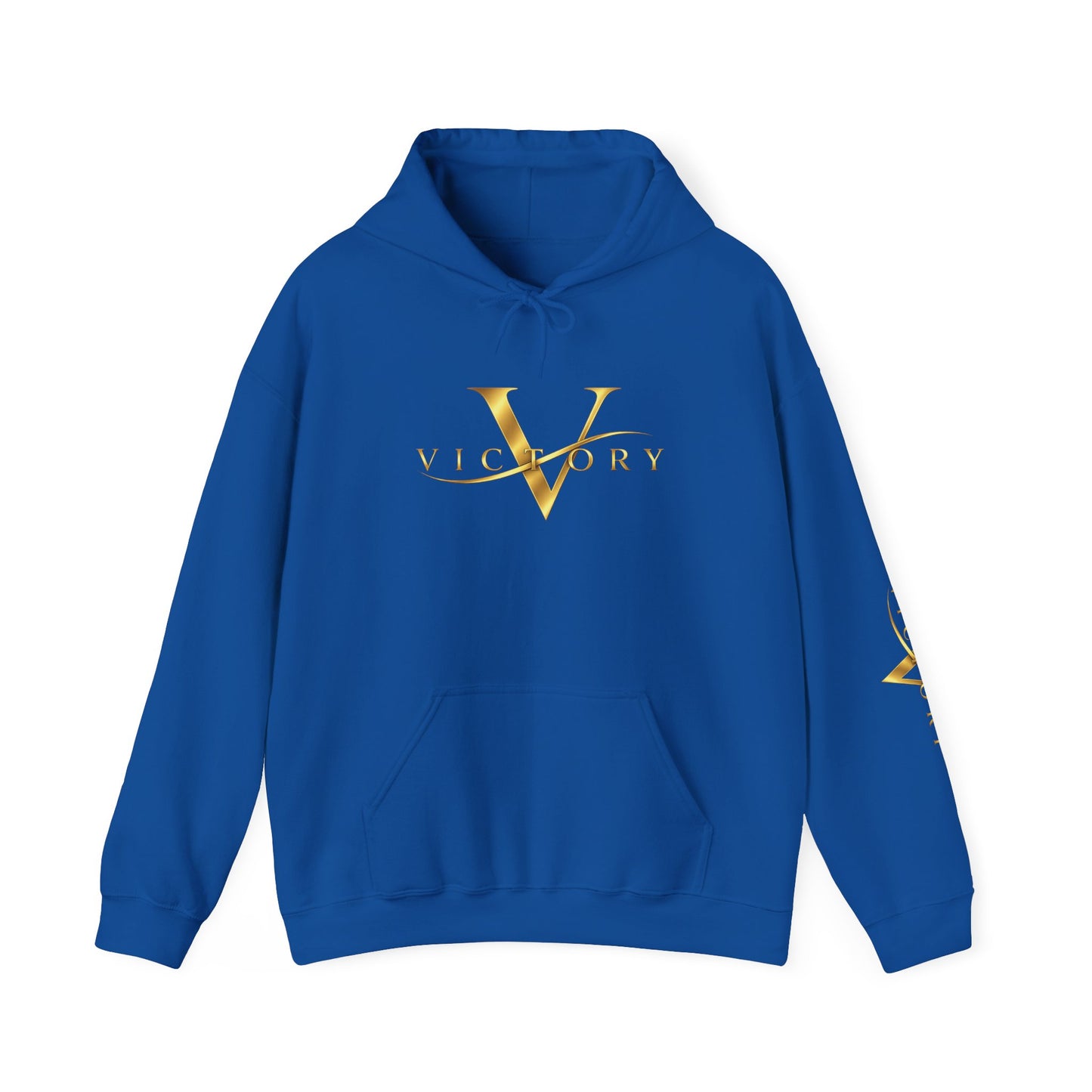 Victory gold V logo Hoodie | White pullover sweatshirt