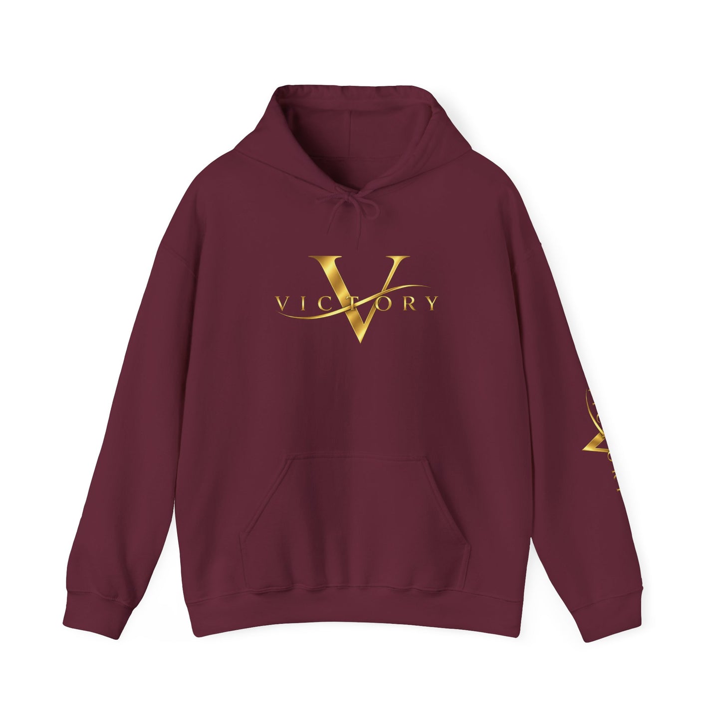 Victory gold V logo Hoodie | White pullover sweatshirt