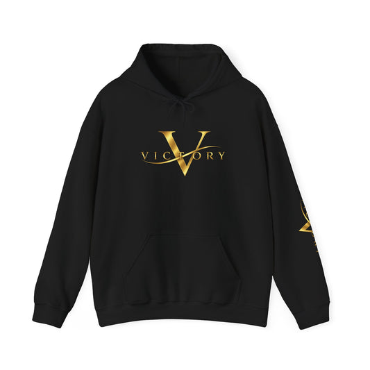 Victory gold V logo Hoodie | White pullover sweatshirt
