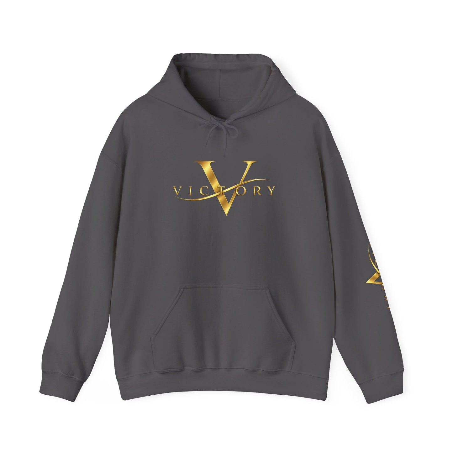 Victory gold V logo Hoodie | White pullover sweatshirt