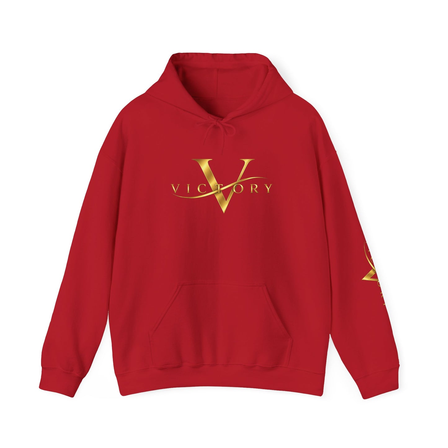 Victory gold V logo Hoodie | White pullover sweatshirt