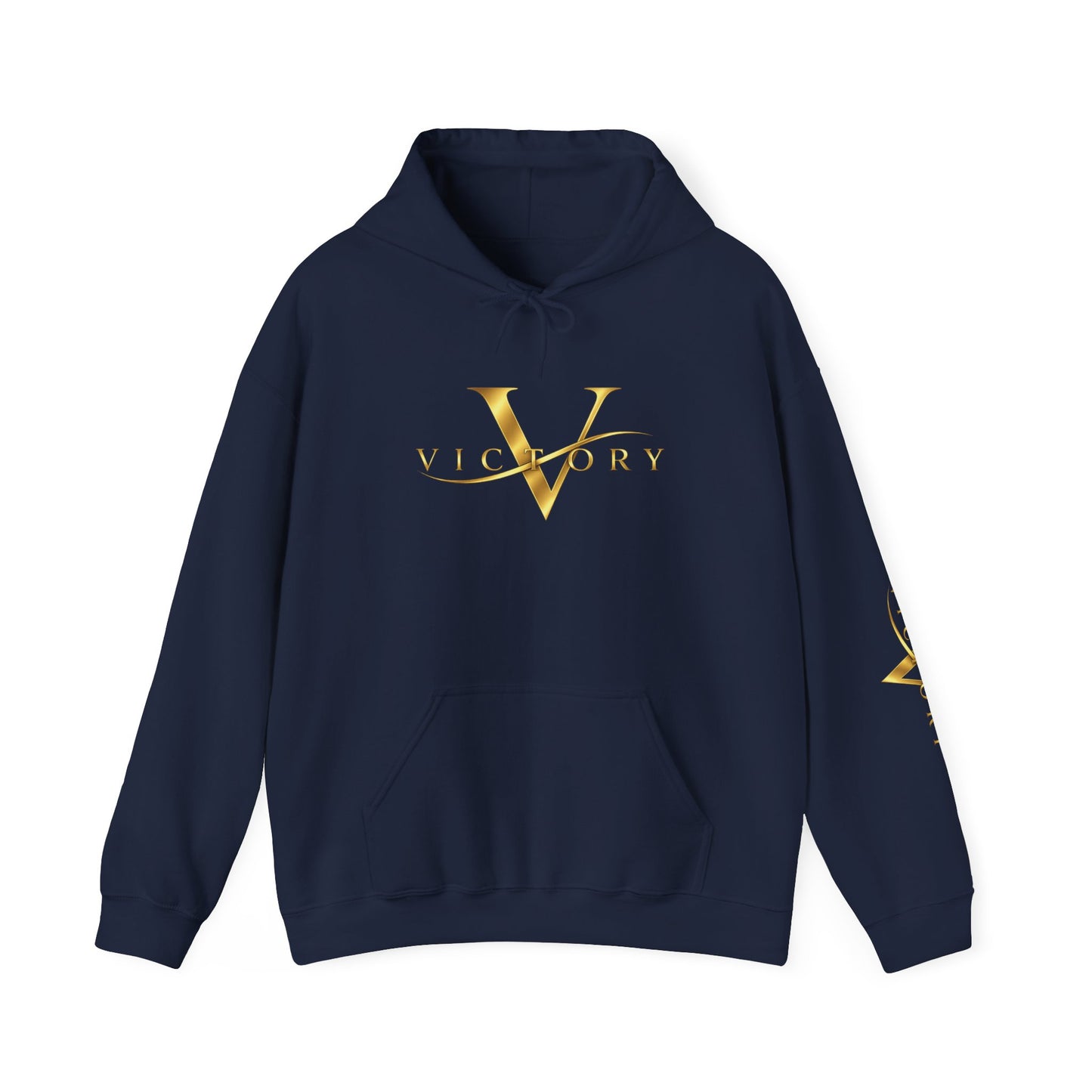 Victory gold V logo Hoodie | White pullover sweatshirt